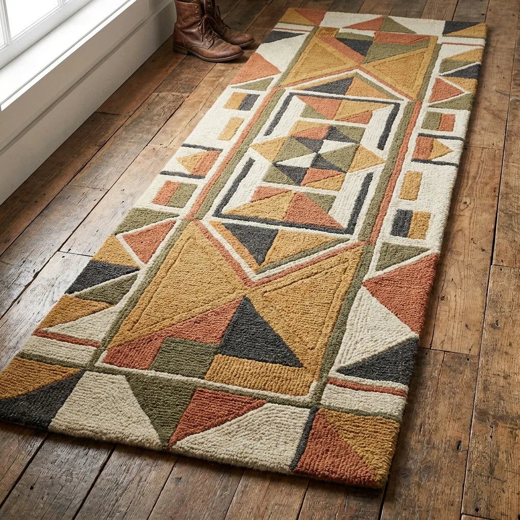Hand-Tufted Wool Runner - Geometric