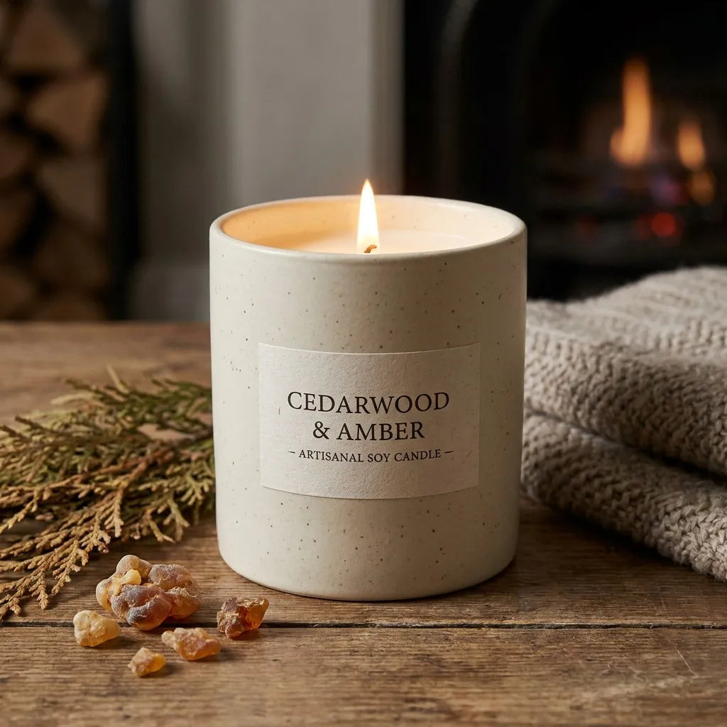Cedarwood & Amber Scented Soy Candle