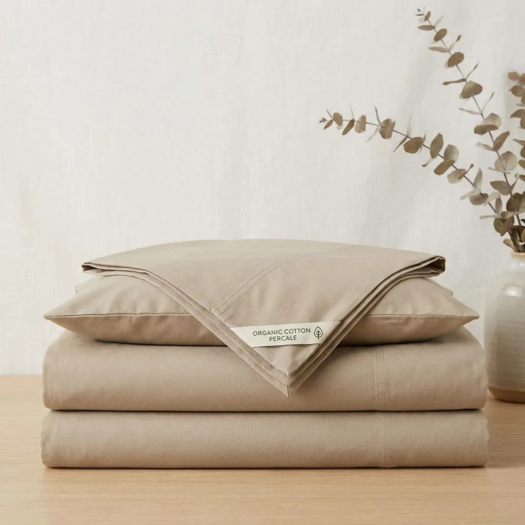 Organic Cotton Percale Sheet Set - Sand