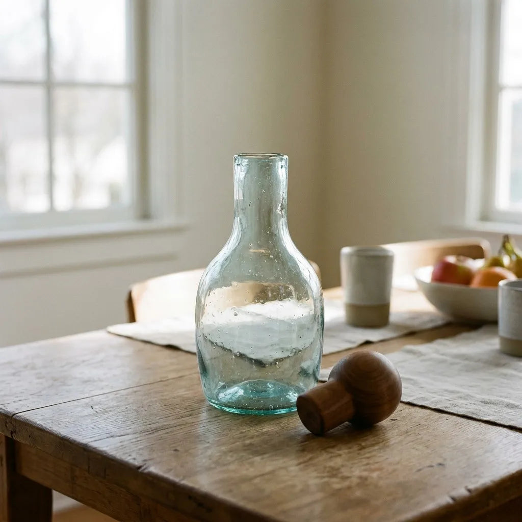 Hand-Blown Glass Water Carafe