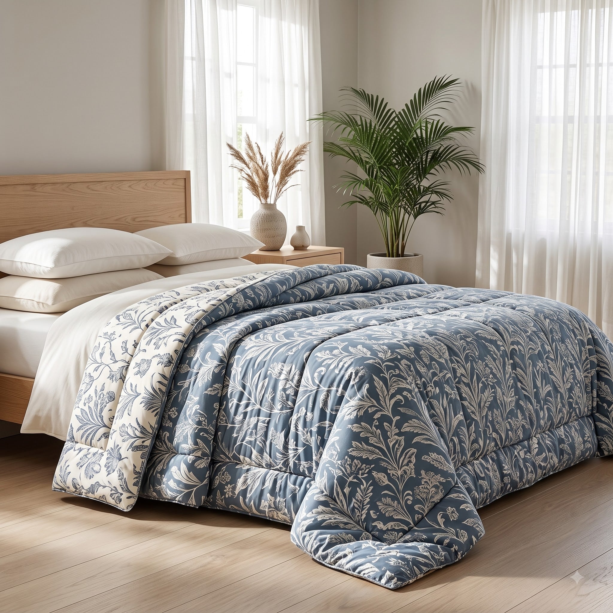 Sage Meadow Heritage Comforter — Fern Print Reversible