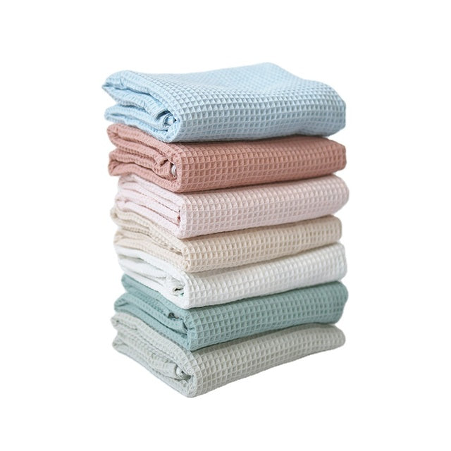 Sage Waffle Blanket - Organic Cotton Lightweight Throw