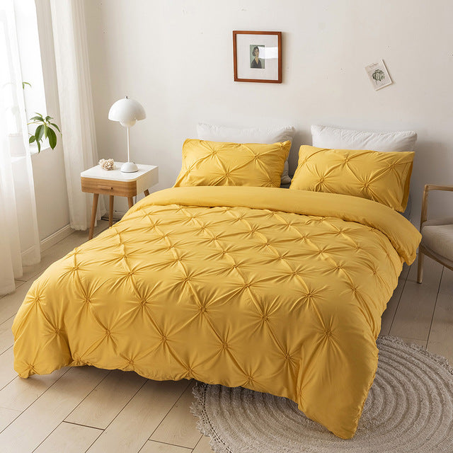 Tufted Set - Handcrafted Floral Ruching Duvet Cover
