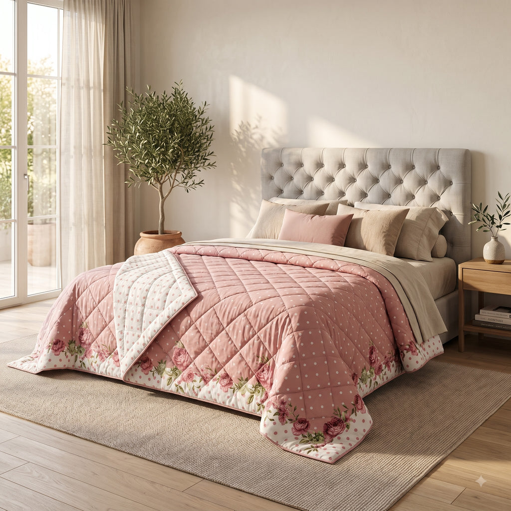 Rose Petal Heritage Comforter — Botanical Reversible