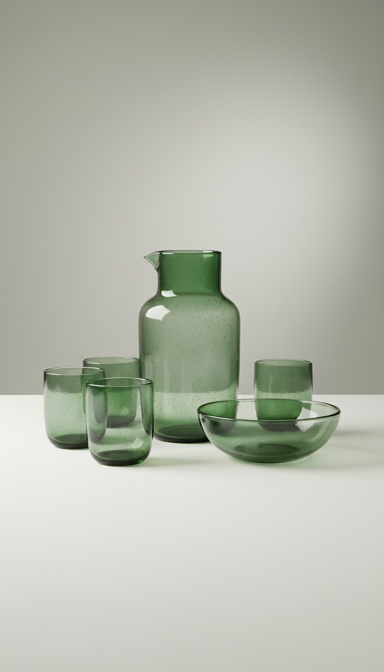 Moss Green Glass Tableware Set