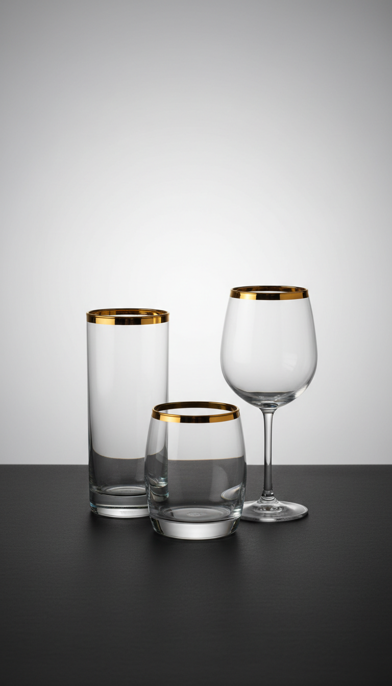 Gold-Rimmed Glassware Set