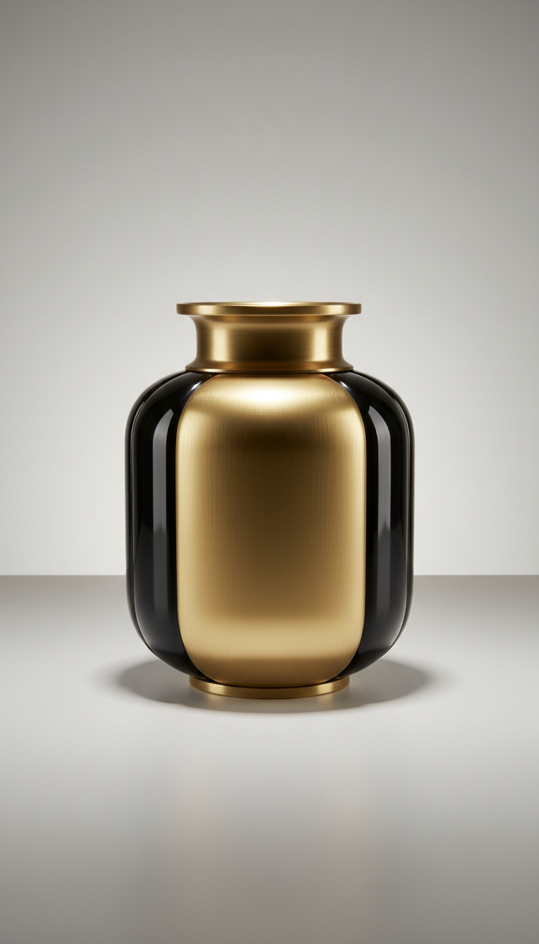 Brushed Brass and Onyx Vase